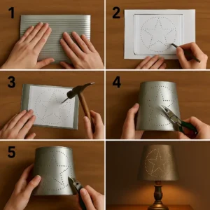 how to make a punched tin lamp shade , diy punched tin lamp shade 