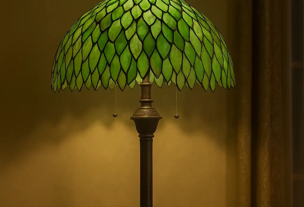Standing Lamp — Green Wisteria Stained Glass Light